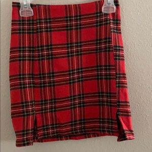 Red and black mini skirt